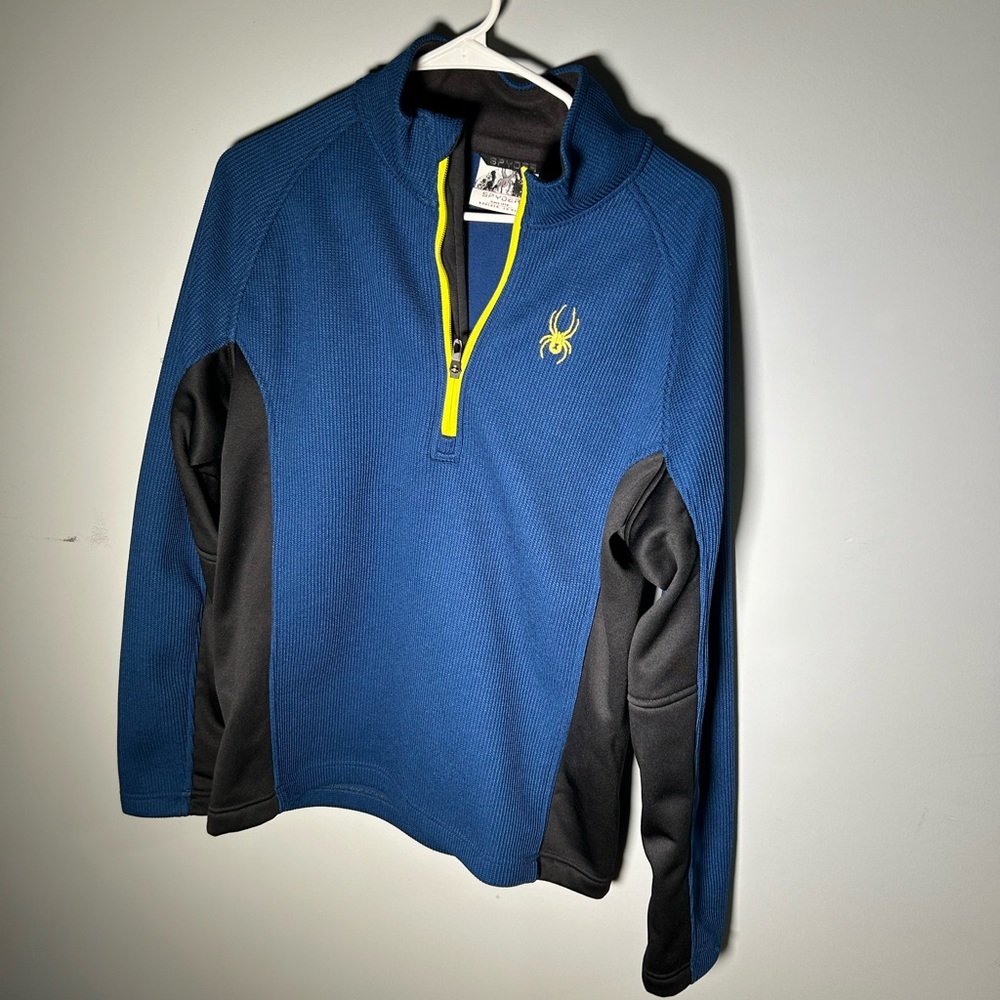 Mens Spyder half zip pull Bott blue/black size medium NWOT
